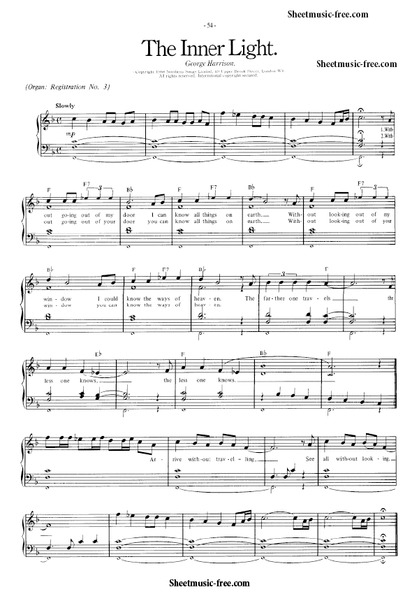 The inner Light Sheet Music PDF The Beatles Free Download