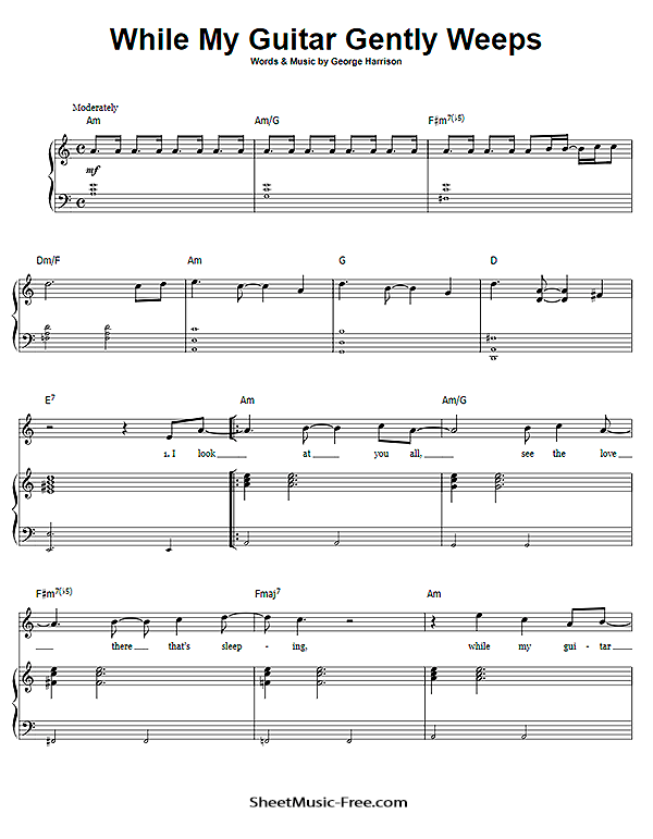 While My Guitar Gently Weeps Sheet Music PDF The Beatles Free Download