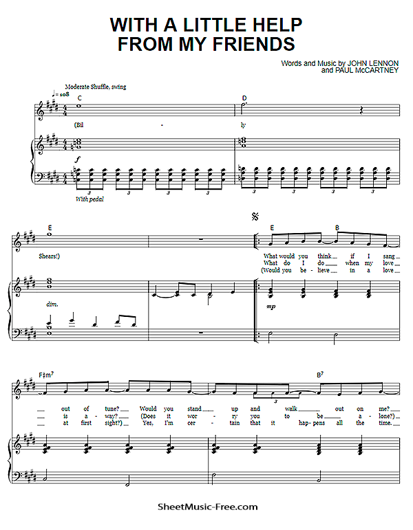 With A Little Help From My Friends Sheet Music PDF The Beatles Free Download