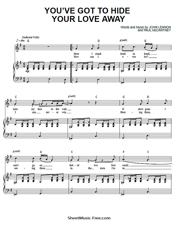 Free Download You’ve Got To Hide Your Love Away Sheet Music PDF The Beatles