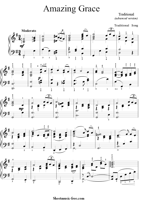 Pianoforte Sheet Music PDF Amazing Grace PIANOFORTE SPARTITO PDF 