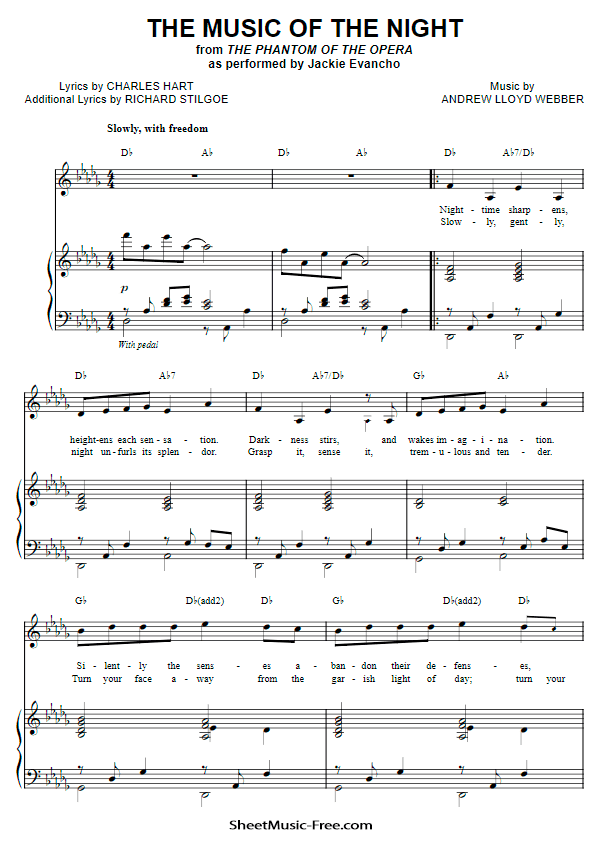 Music Of The Night Sheet Music PDF Andrew Lloyd Webber The Phantom Of The Opera Free Download