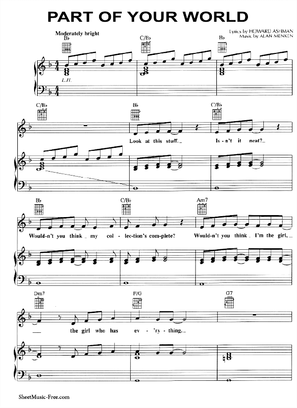 Part Of You World Sheet Music PDF Disney from The Little Mermaid Free Download