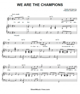 We Are The Champions Sheet Music Queen - ♪ SHEETMUSIC-FREE.COM