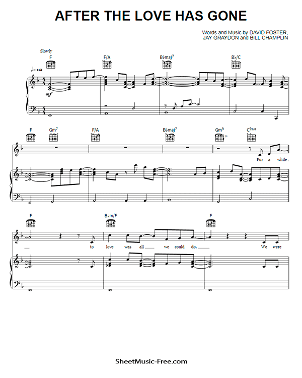 After The Love Has Gone Sheet Music PDF Earth Wind & Fire Free Download