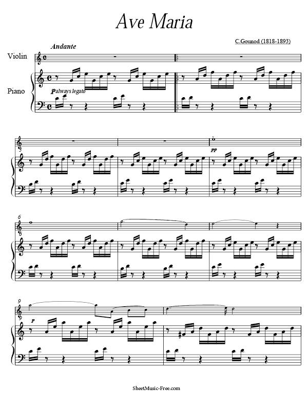 Ave Maria Sheet Music PDF Gounod Free Download