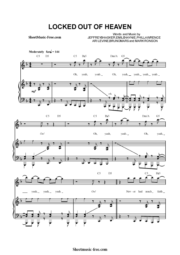 Download Locked Out Of Heaven Sheet Music Bruno Mars