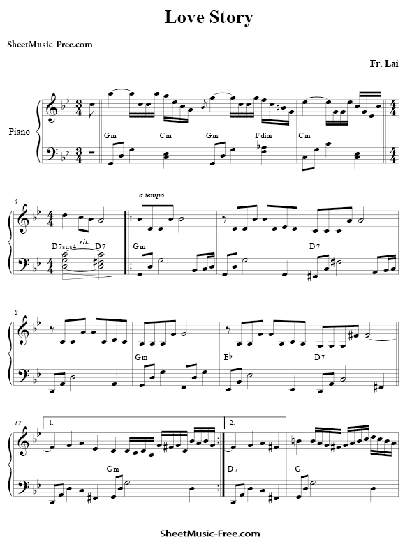 Love Story Sheet Music PDF from Love Story Free Download