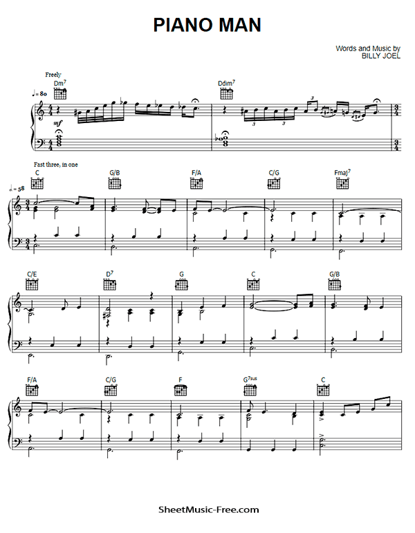 Piano Man Sheet Music PDF Billy Joel Free Download