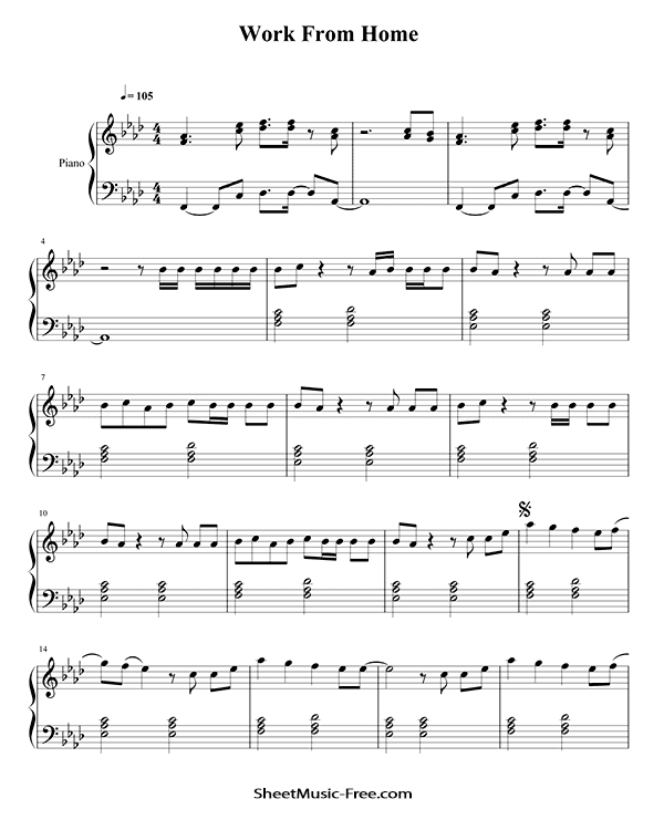 Download Work From Home Sheet Music PDF Fifth Harmony