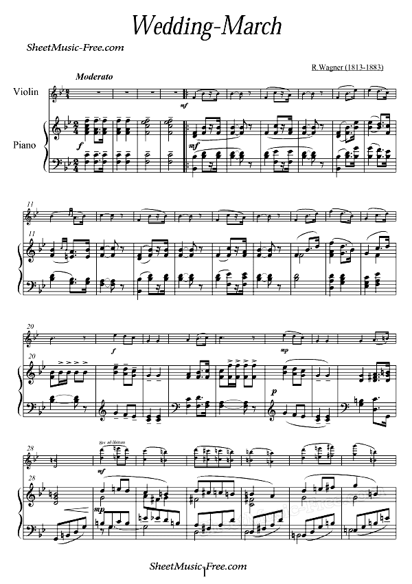 Bridal Chorus "Wedding March" Sheet Music PDF Wagner Free Download