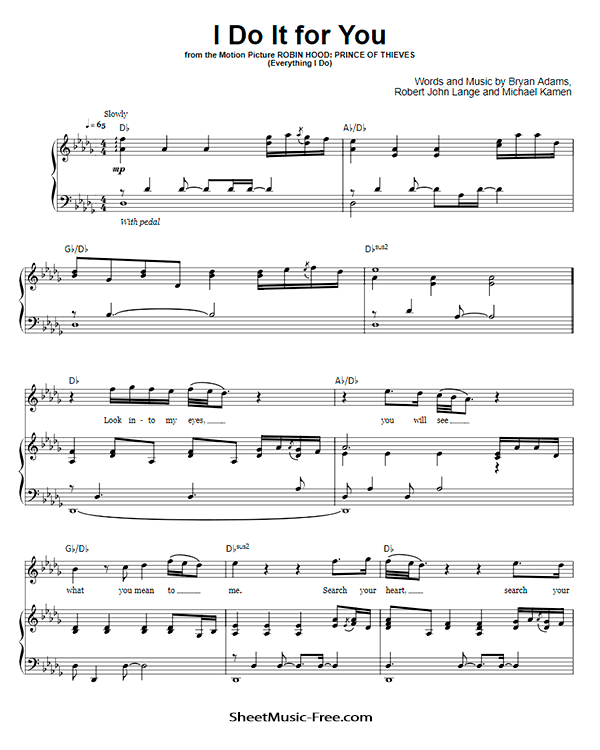 Everything I Do Sheet Music PDF Bryan Adams Free Download Piano Sheet Music by Bryan Adams Everything I Do Piano Sheet Music Everything I Do Music Notes Everything I Do Music Score