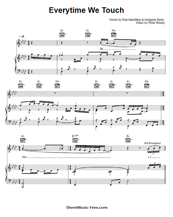 Everytime We Touch Sheet Music PDF Cascada Free Download
