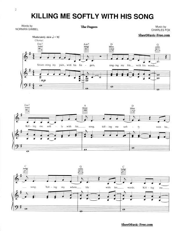 Killing Me Softly With His Song Sheet Music PDF The Fugees Free Download