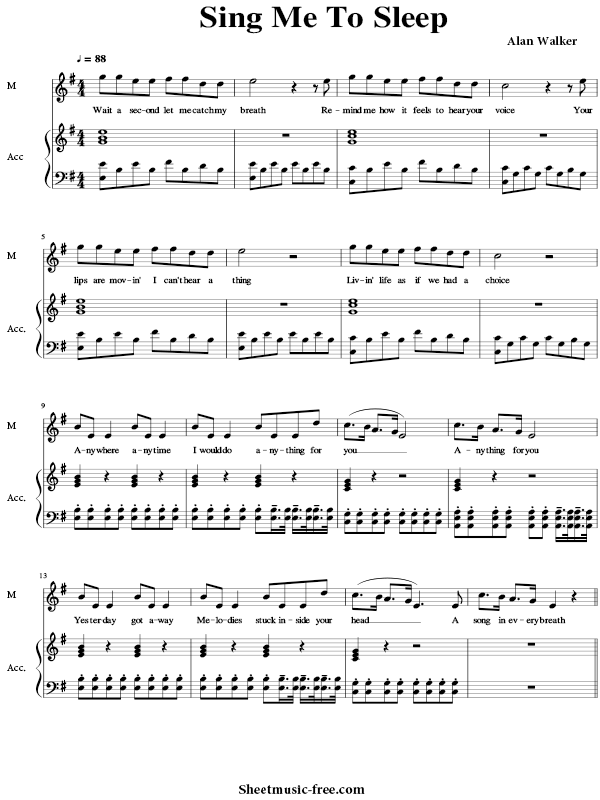 Sing Me To Sleep Sheet Music PDF Alan Walker Free Download