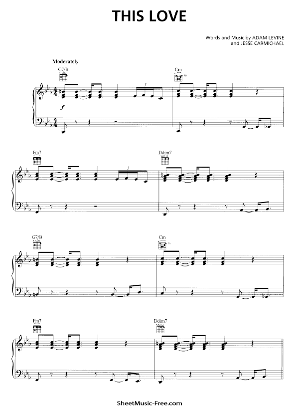 This Love Sheet Music PDF Maroon 5 Free Download