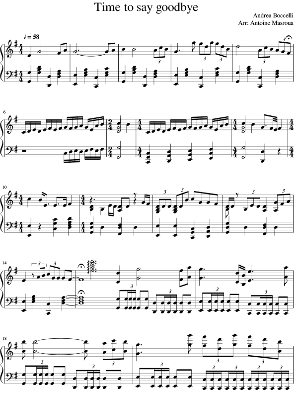 Download Time To Say Goodbye Sheet Music Andrea Bocelli