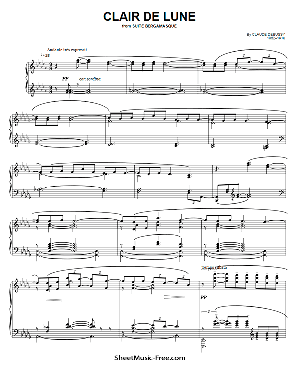 Clair de Lune Sheet Music Debussy - FREE SHEET MUSIC PDF