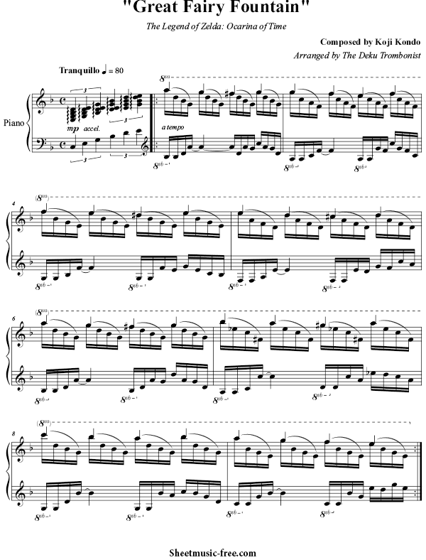 Great Fairy Fountain Sheet Music PDF The Legend of Zelda Free Download