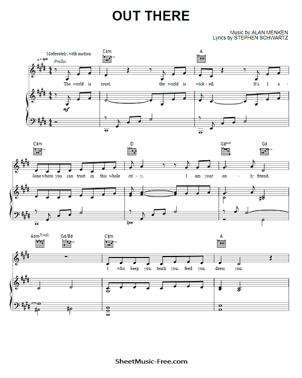 Out There Sheet Music PDF from The Hunchback of Notre Dame Free Download
