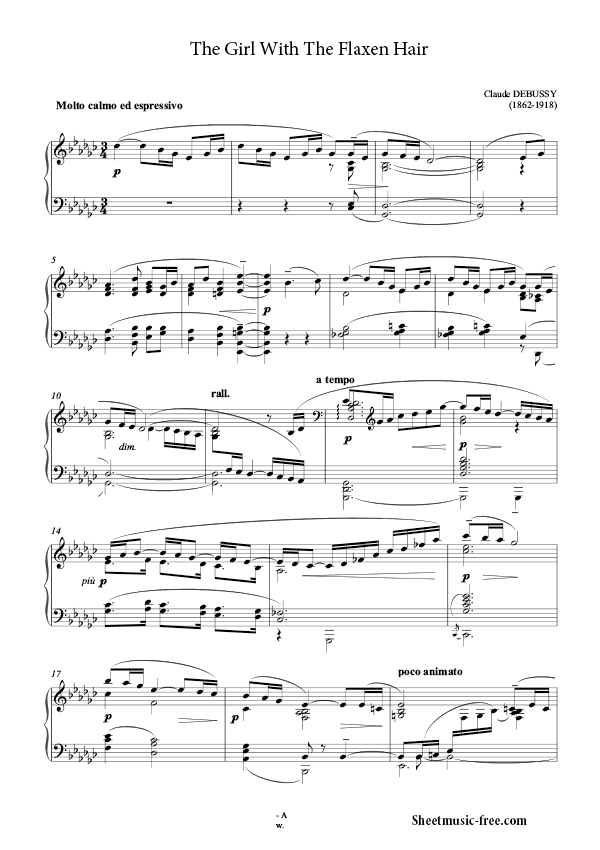 The Girl With The Flaxen Hair Sheet Music PDF Debussy Free Download