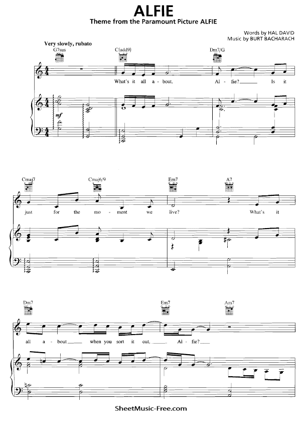 Alfie Sheet Music PDF Burt Bacharach (Theme From Alfie) Free Download