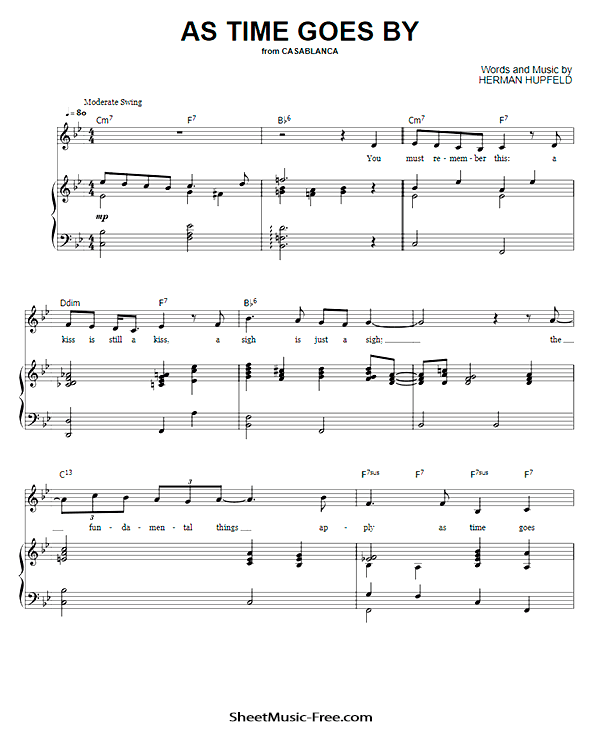 As Time Goes By Piano Sheet Music PDF From Casablanca #2 Free Download