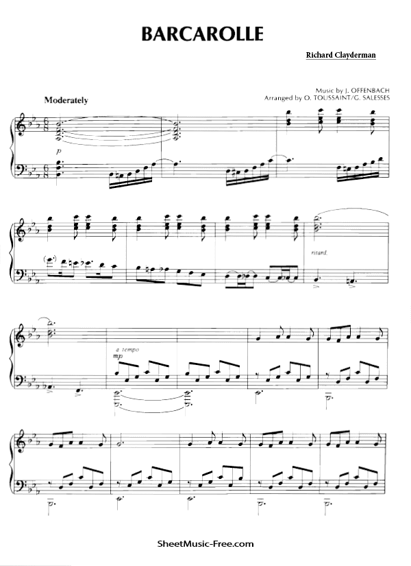 Barcarolle Sheet Music PDF Richard Clayderman Free Download