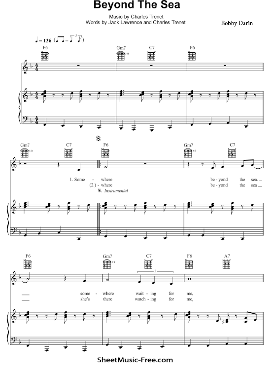 Beyond The Sea Sheet Music PDF Bobby Darin Free Download