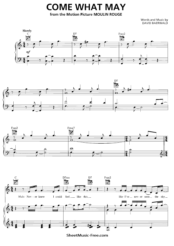 Come What May Sheet Music PDF from Moulin Rouge Free Download