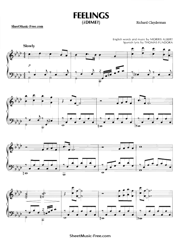 Feelings Sheet Music PDF Richard Clayderman Free Download