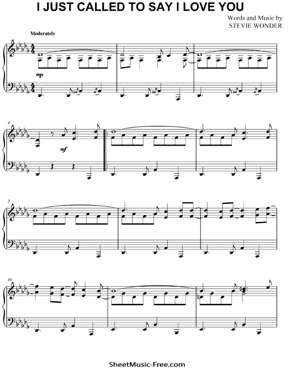 I Just Called To Say I Love You Sheet Music PDF Stevie Wonder Free Download
