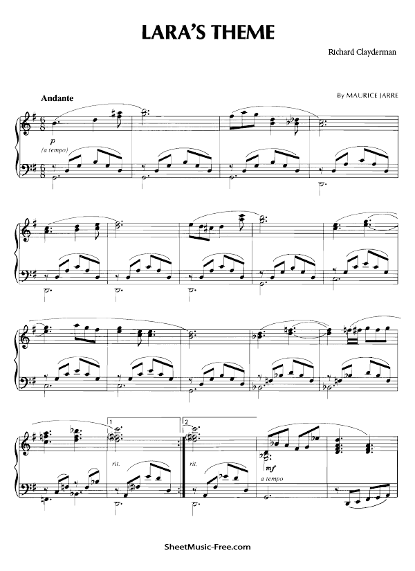 Download Lara’s Theme Sheet Music PDF Richard Clayderman