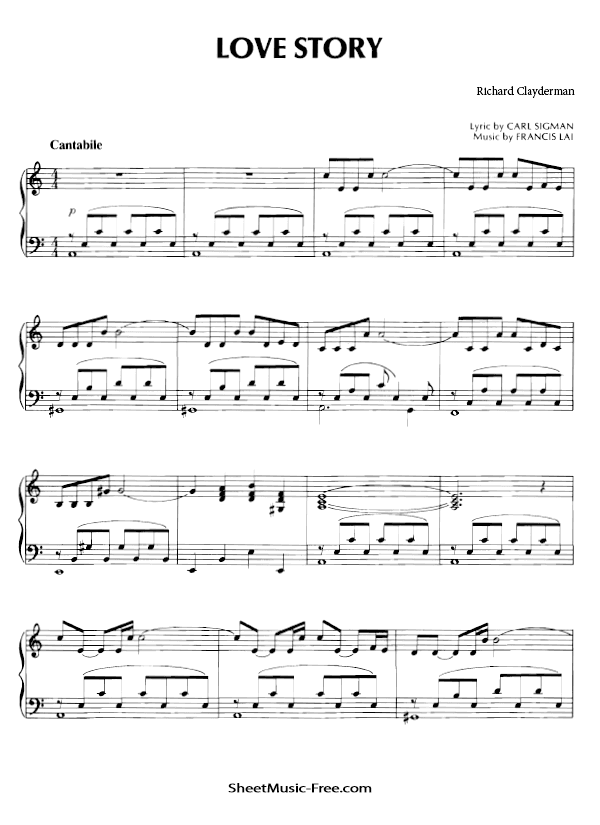 Respectivamente Fuera Planta de semillero Love Story Piano Sheet Music Richard Clayderman - ♪ SHEETMUSIC-FREE.COM