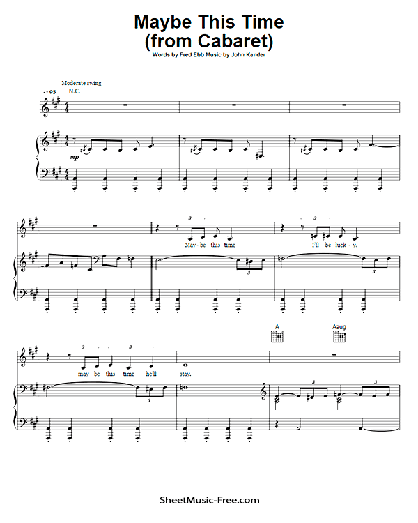Maybe This Time Sheet Music PDF from Musical Cabaret Free Download