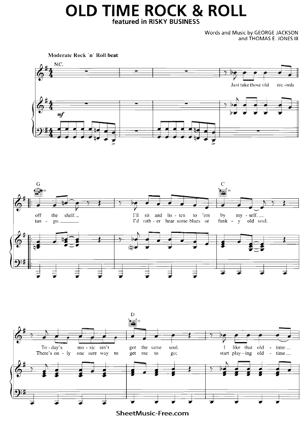 Old Time Rock And Roll Sheet Music PDF Bob Seger (from Risky Business) Piano Chords Free Download