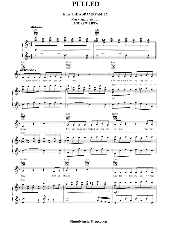 Pulled Sheet Music PDF from The Addams Family Free Download