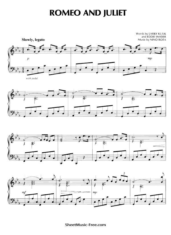 Romeo And Juliet Piano Sheet Music PDF Nino Rota Free Download