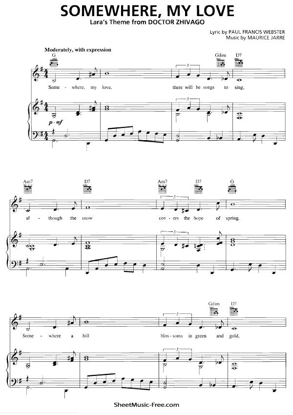 Somewhere My Love Sheet Music PDF Dr Zhivago Free Download