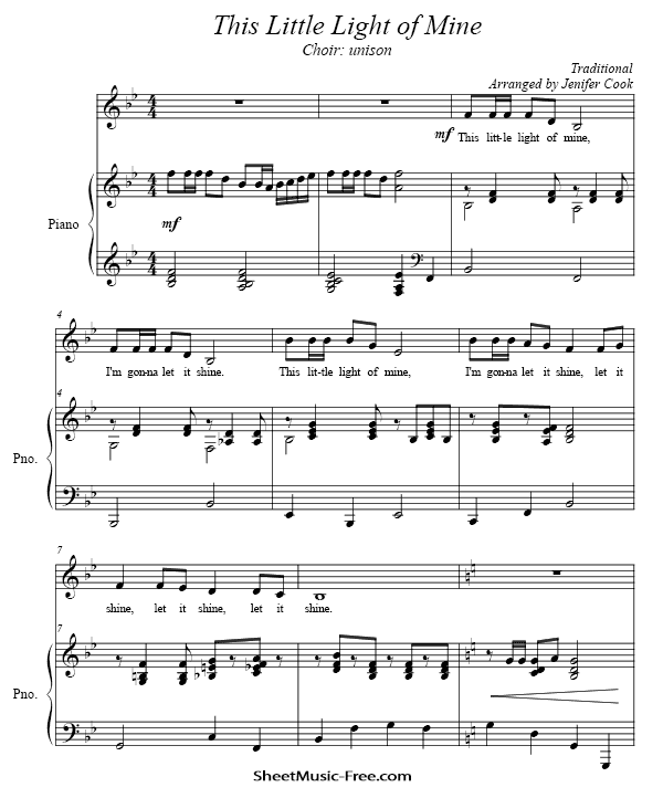 This Little Light Of Mine Sheet Music PDF Traditional Free Download