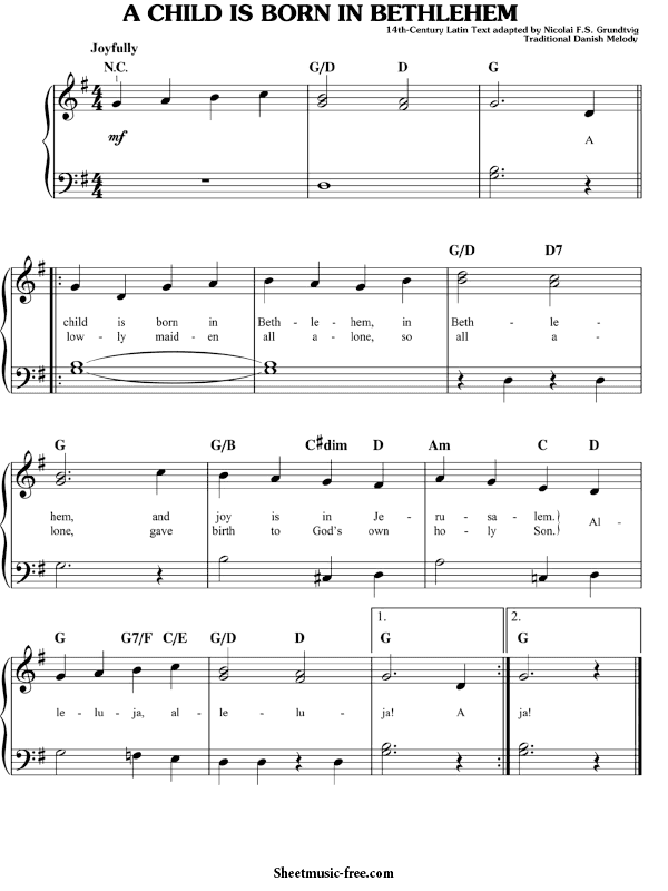 A Child Is Born In Bethlehem Sheet Music PDF Christmas Sheet Music Free Download