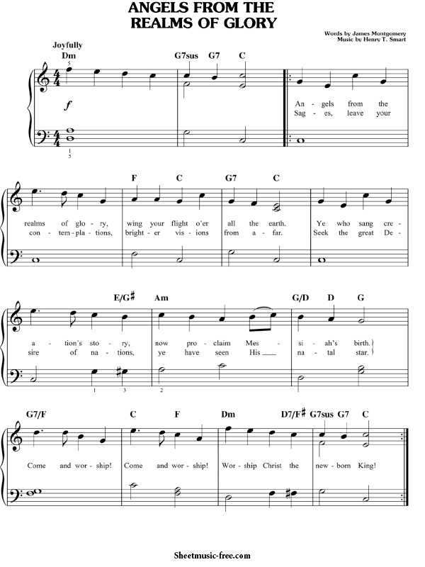 Angels From The Realms Of Glory Sheet Music PDF Christmas Sheet Music Free Download