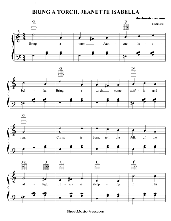 Bring A Torch Jeanette Isabella Sheet Music PDF Christmas Sheet Music Free Download