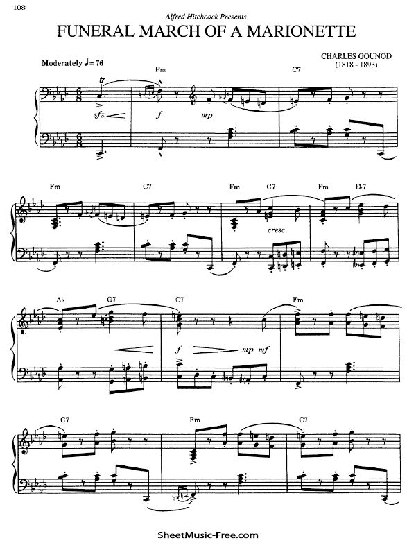 Funeral March Of A Marionette Sheet Music PDF Gounod Free Download