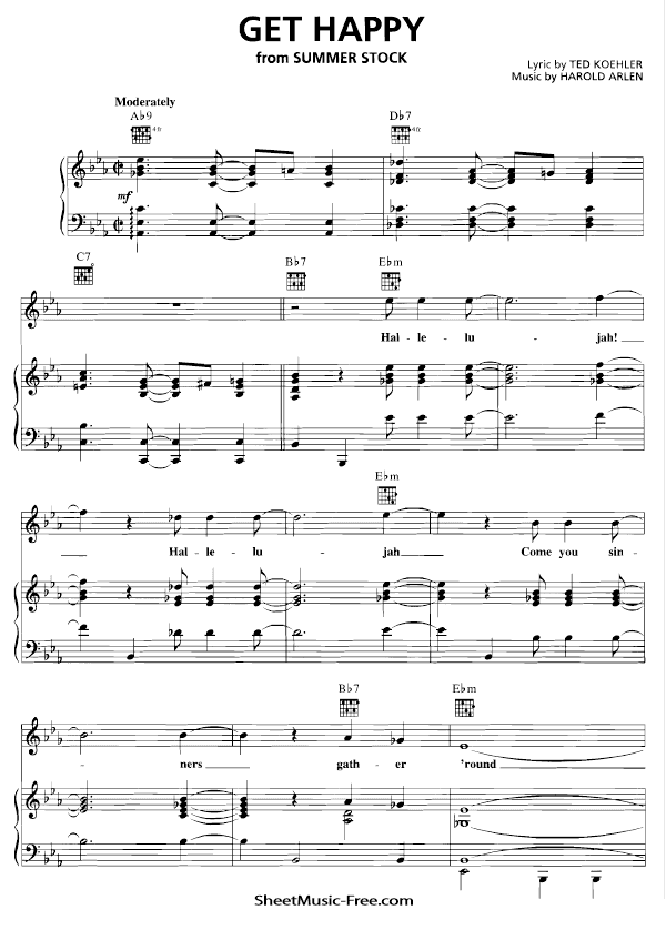 Get Happy Sheet Music PDF from Summer Stock Free Download