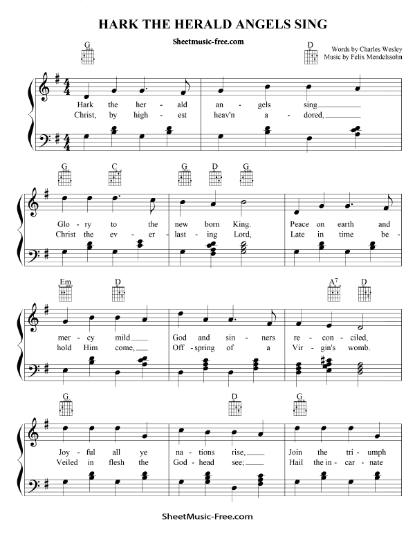 Hark The Herald Angels Sing Sheet Music PDF Christmas Sheet Music Free Download