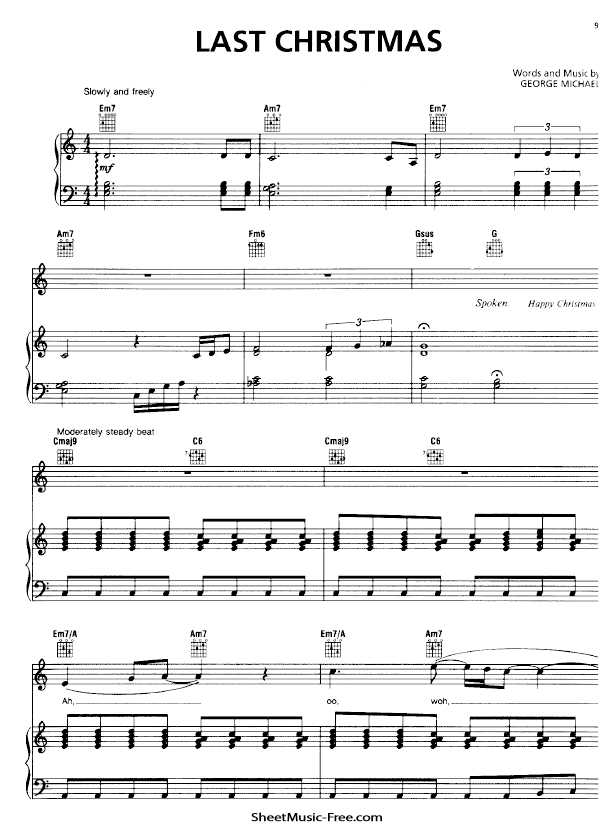 Incesante maratón viva Last Christmas Sheet Music George Michael - ♪ SHEETMUSIC-FREE.COM