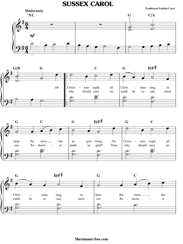 Sussex Carol Sheet Music PDF Christmas Sheet Music Free Download
