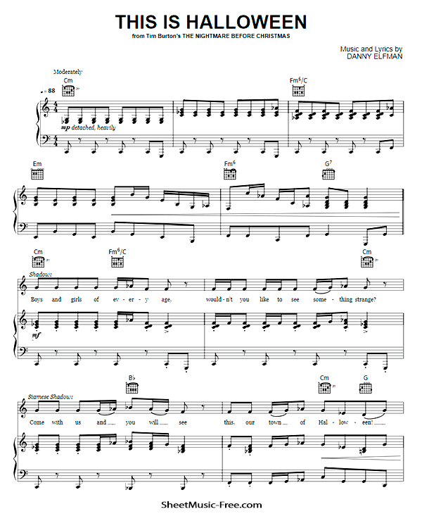 This Is Halloween Sheet Music PDF from The Nightmare Before Christmas Free Download