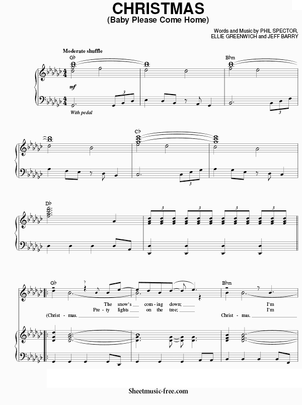 Baby Please Come Home Sheet Music PDF Christmas Sheet Music Free Download